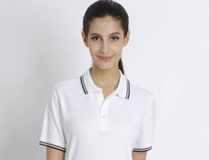 條紋羅紋領女士短袖POLO衫定制G647F